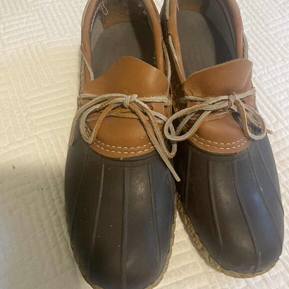 LL Bean Mens Duck Bean Boot Brown Leather Size 11 Low Top Waterproof Made in USA - Picture 1 of 5